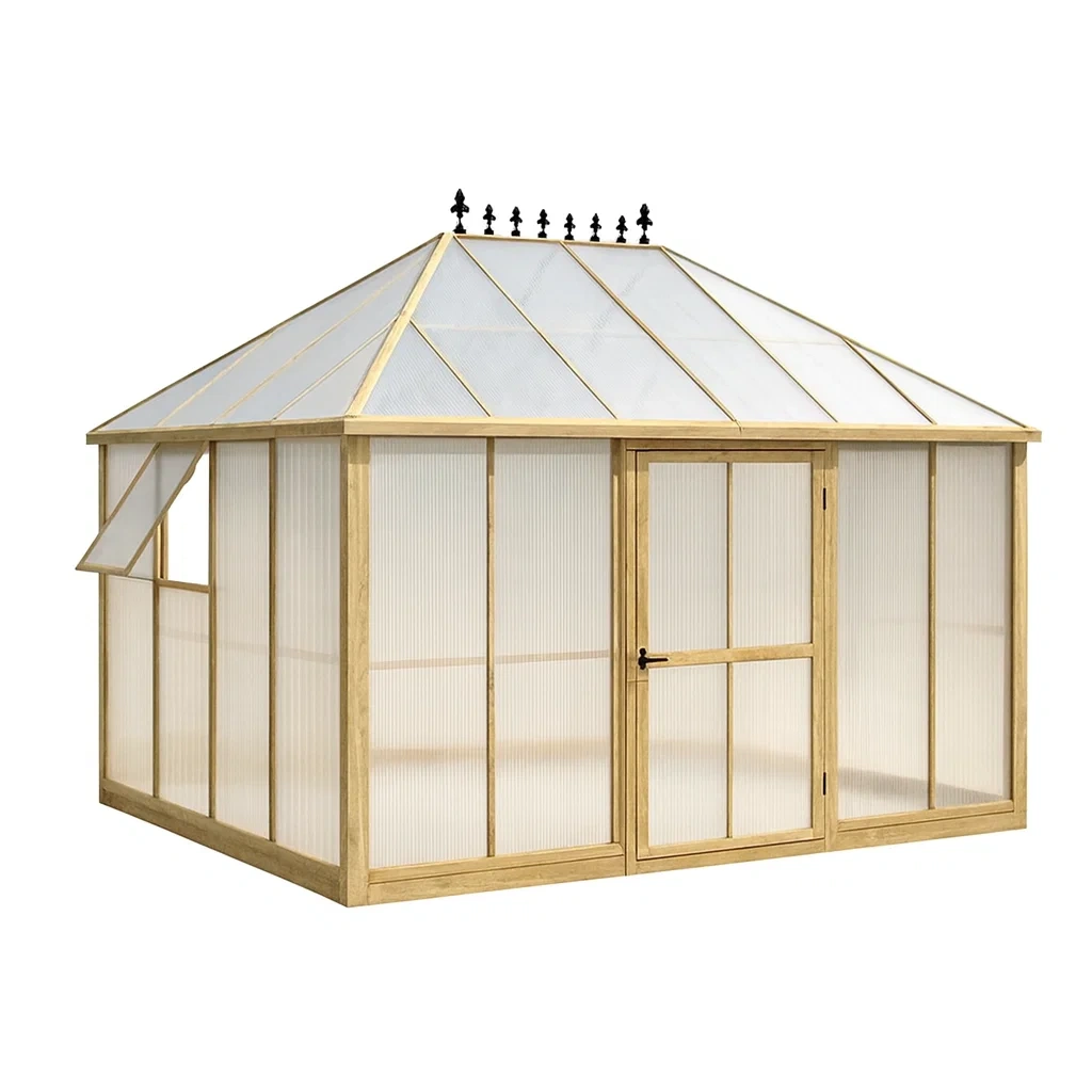Serre de jardin en bois avec panneaux en polycarbonate 375 x 300 x 245 cm