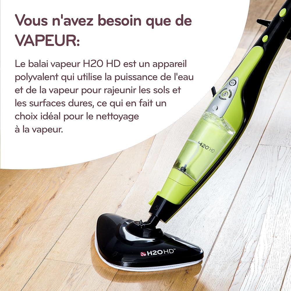 H2O HD Balai à Vapeur et Nettoyeur à Vapeur portatif - pour Sols, Tapis, Fenêtres, Tissu d'Ameublement, Cuisines et Salles de Bains : Cuisine et Maison