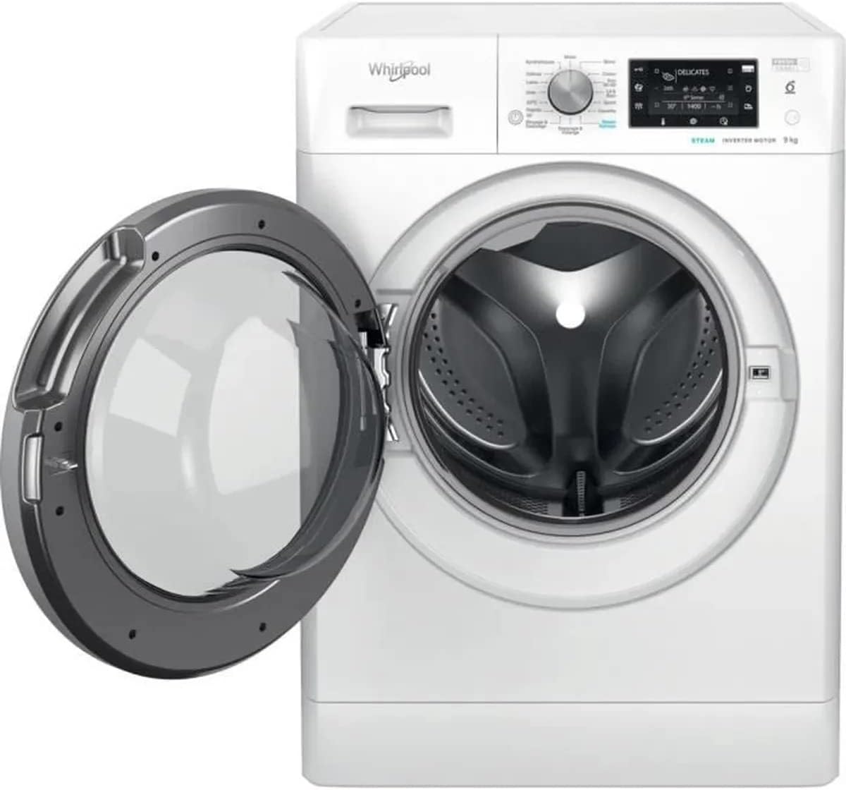 Lave-linge Whirlpool à chargement frontal 9kg 1400 tr/min FFBS9469WVFR, blanc