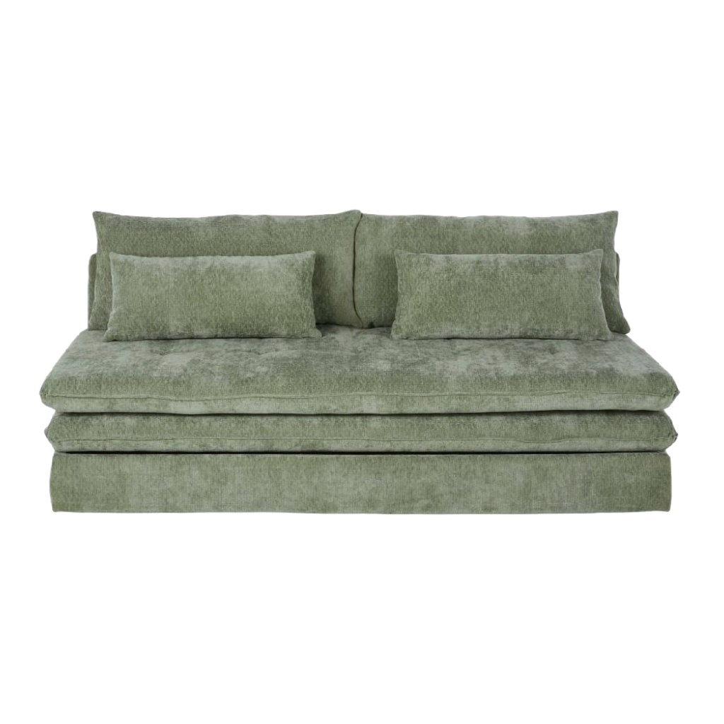 Canapé-lit modulable 3 places en tissu vert clair