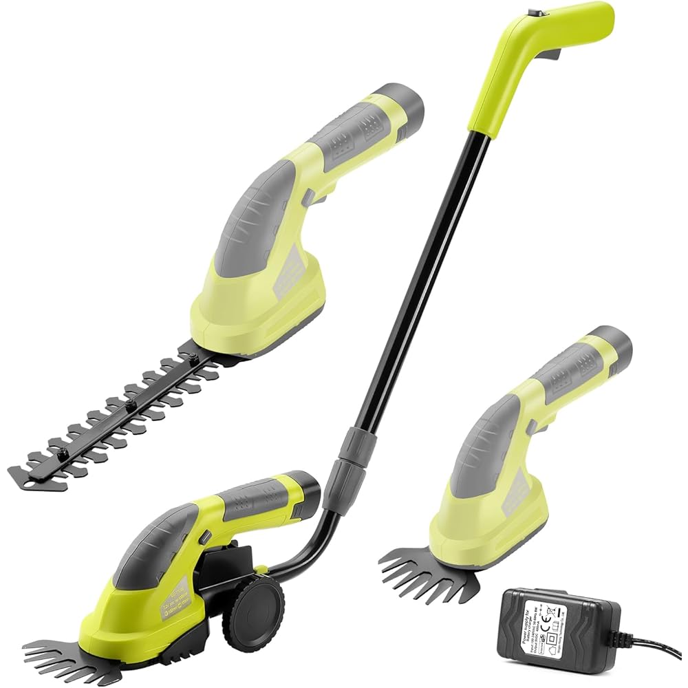 DEWINNER Coupe Bordure sans Fil 7.2V, 2 en 1 Cisailles à Gazon, Légère Tondeuse à Gazon, Batterie 1500mAh, Manche Long Télescopique Détachable, pour Couper Gazon/Buisson/Haie : Jardin