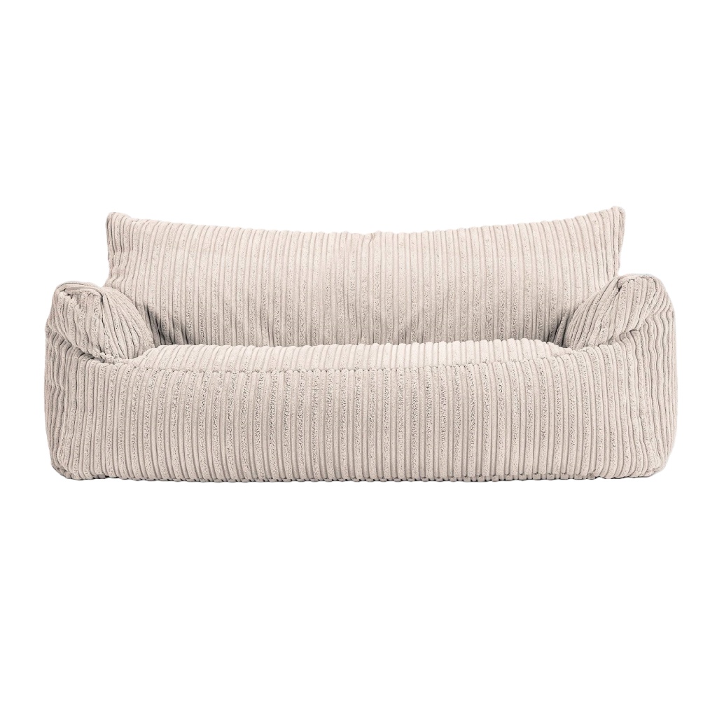 Canapé 2 places en velours côtelé beige – Design cocooning moderne – Canapé de salon confortable