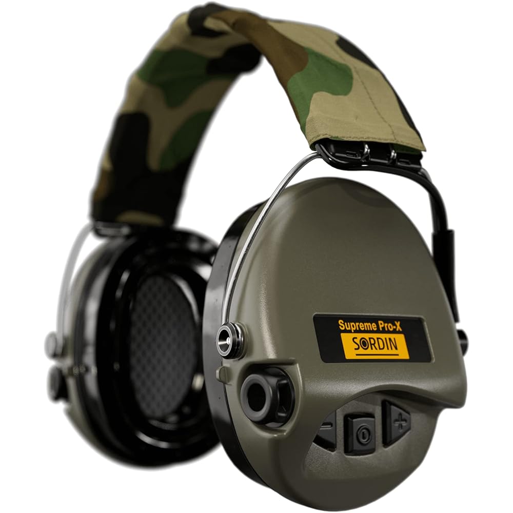 Sordin Pro X LED Casques Antibruit électroniques à Forte Atténuation 75302-X-07 - Protection Auditive - Coussins en Gel - Coques d'oreilles Vertes : Bricolage