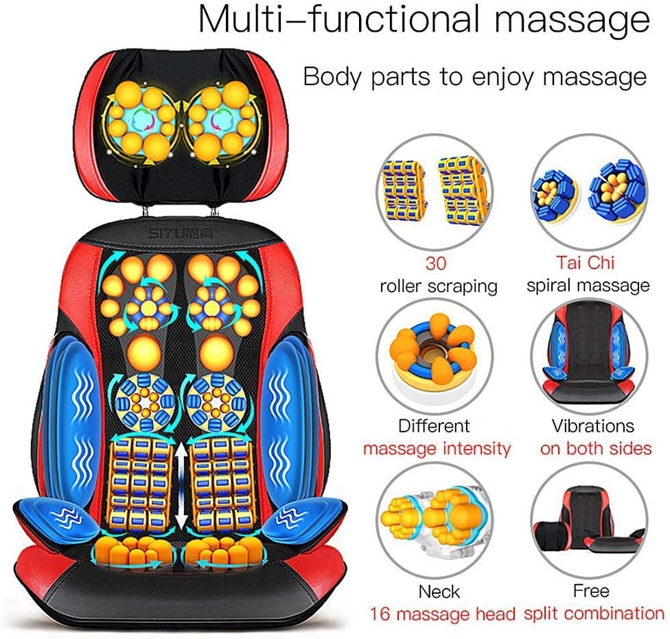 YU Massting Massage du Dos Coussin Siège de Massage Fauteuil Massant avec Fonction Chauffante pour Entier Cou Nuque Dos Coussin de Massage électrique
