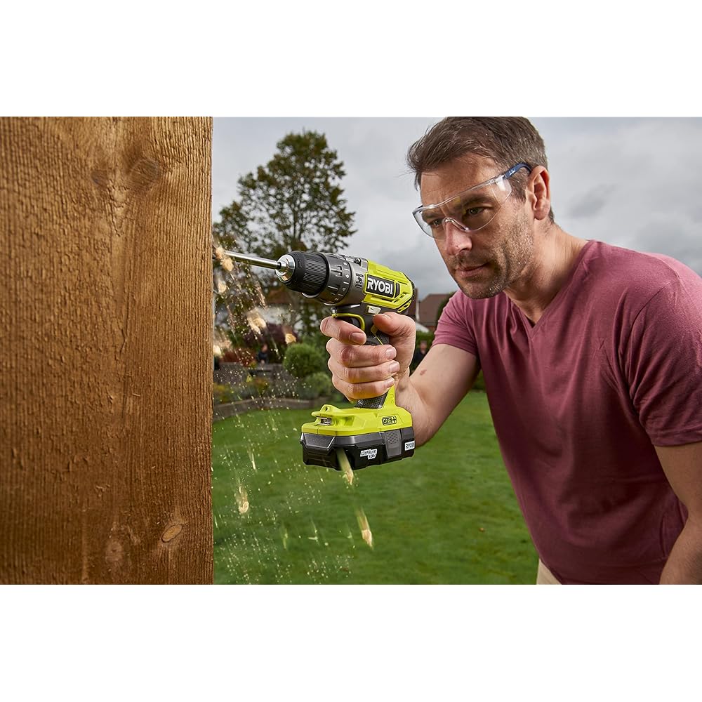 RYOBI - Perceuse-Visseuse à Percussion 18V ONE+ - 2 Vitesses - Livrée avec 1 Batterie Lithium+ 2,0Ah et 1 Batterie Lithium+ 4,0Ah, 1 Chargeur et 1 Sac de Rangement - R18PD2-242S & - Mallette 127 acces : Bricolage