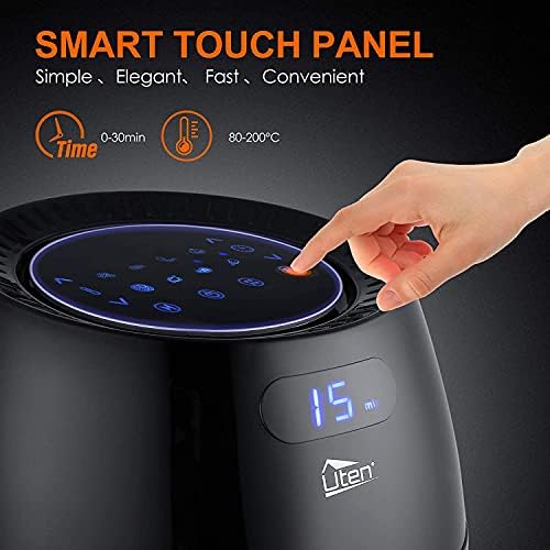 Friteuse Sans Huile, Uten Friteuse à Air 1800W, 6.5L Air Fryer  2 à 8 personnes, Panneau Tactile LED avec 8 Programmes, Paniers Antiadhésifs, Sans BPA/PFOA : Cuisine et Maison