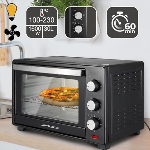 Jago? Mini Four Electrique   avec Convection, 30 Litres, 5 Modes, 100 230o, 1600W, Acier Inoxydable, Portable   Mini Foyer Chaleur Tournante, Cuisinière Posable : Cuisine et Maison