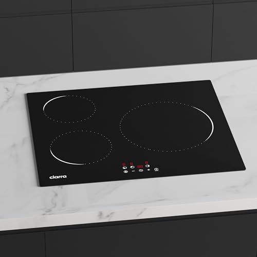 Ciarra CABBIH3 C Plaque à Induction Encastrable 59 cm, 9 Niveaux de Puissance, Verre Microcristallin, Tactile, 5600W, 3 Zones, Minuterie et Verrouillage Enfant : Gros électroménager