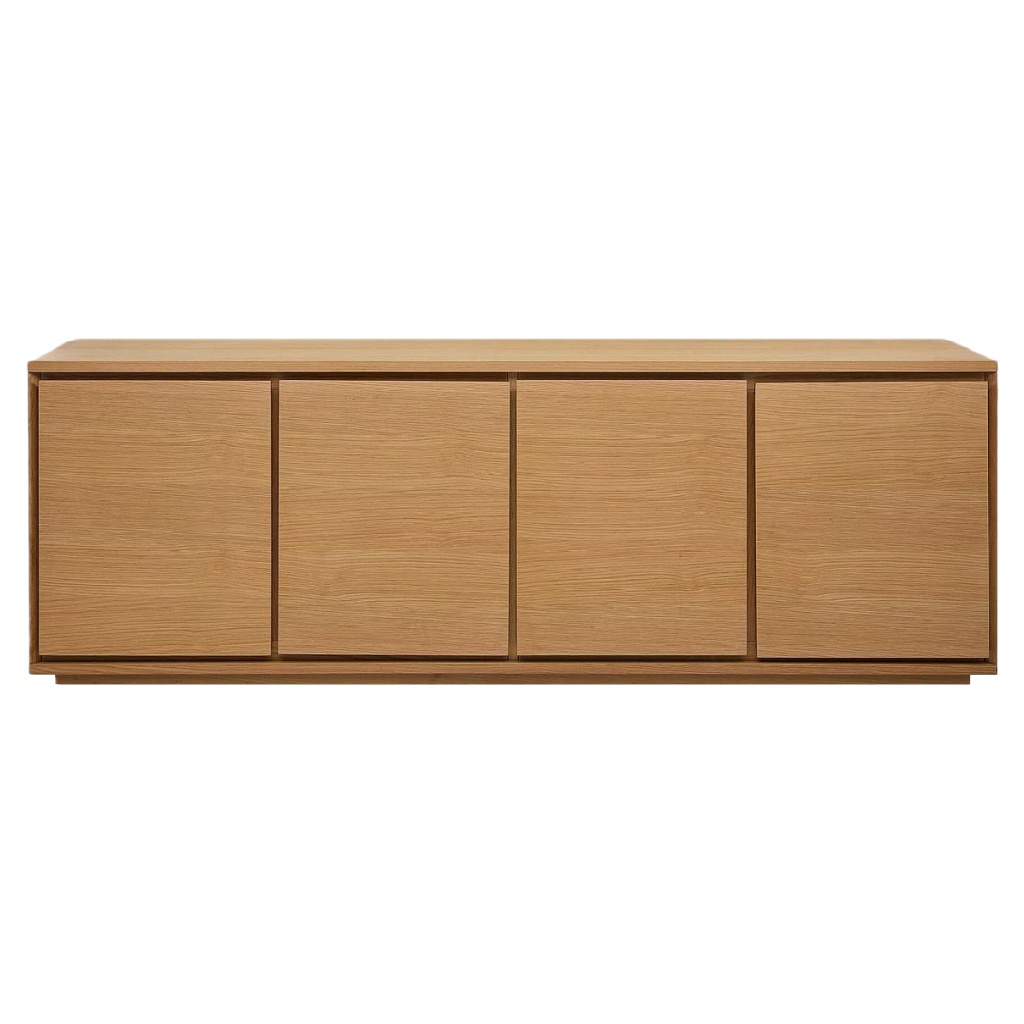 Buffet bas moderne en chêne clair — 4 portes — design minimaliste et épuré