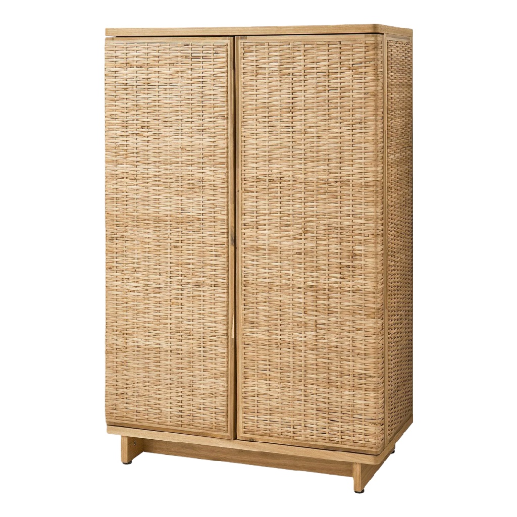 Armoire en rotin 2 portes, naturel