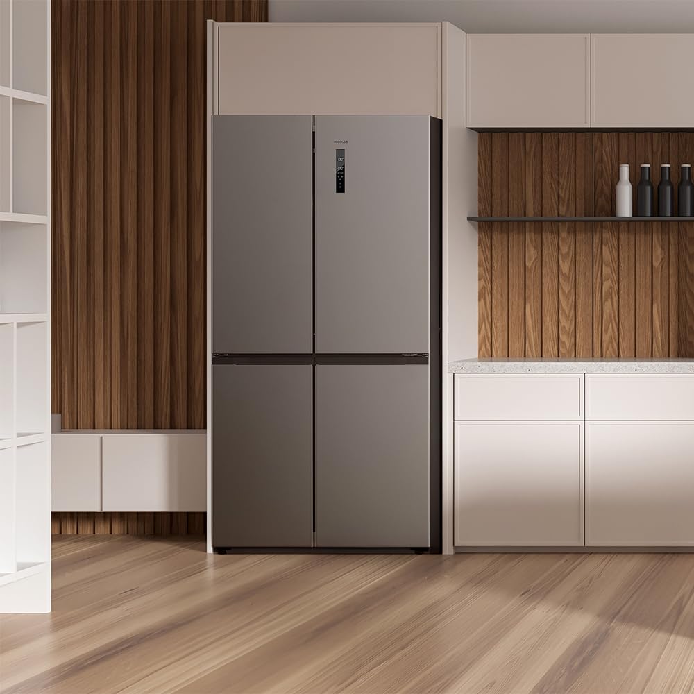 Cecotec American Refrigerator 4 Doors Stainless Steel 490 L CoolMarket 4D 490 Inox E. 183 cm High, 91 cm Wide, Low Power, Inverter Plus, Fast Cooling