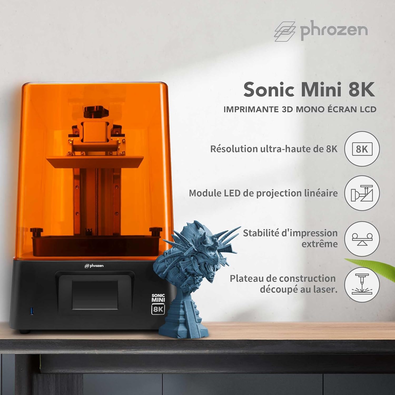 Imprimante 3D résine Phrozen Sonic Mini 8K - 165x72x180mm
