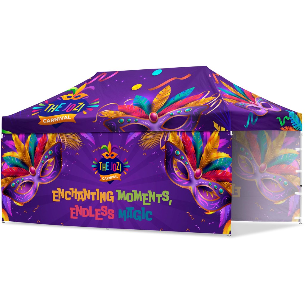 Coated Steel Sublimated Gazebo 6m x 3m �C  2 Long Full-Wall Skins