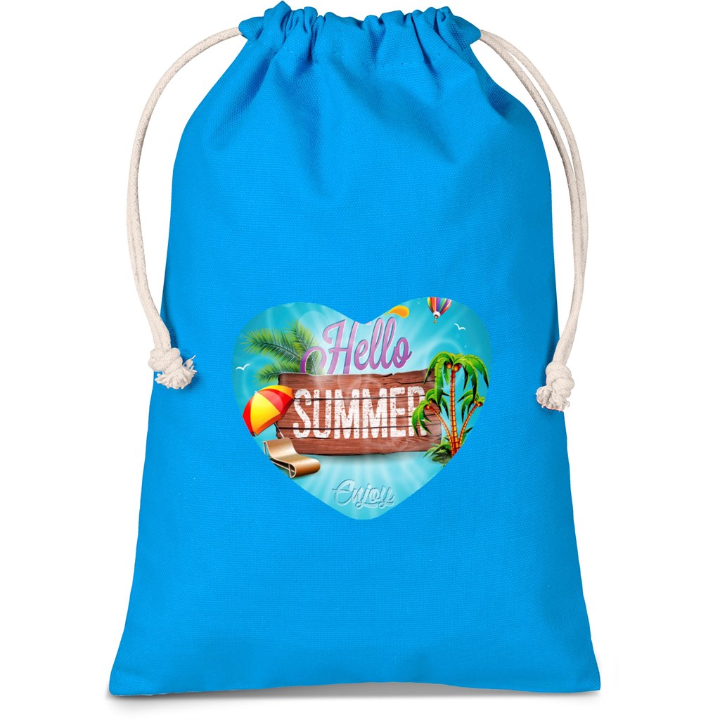 Allsorts Midi Cotton Drawstring Pouch �C Cyan