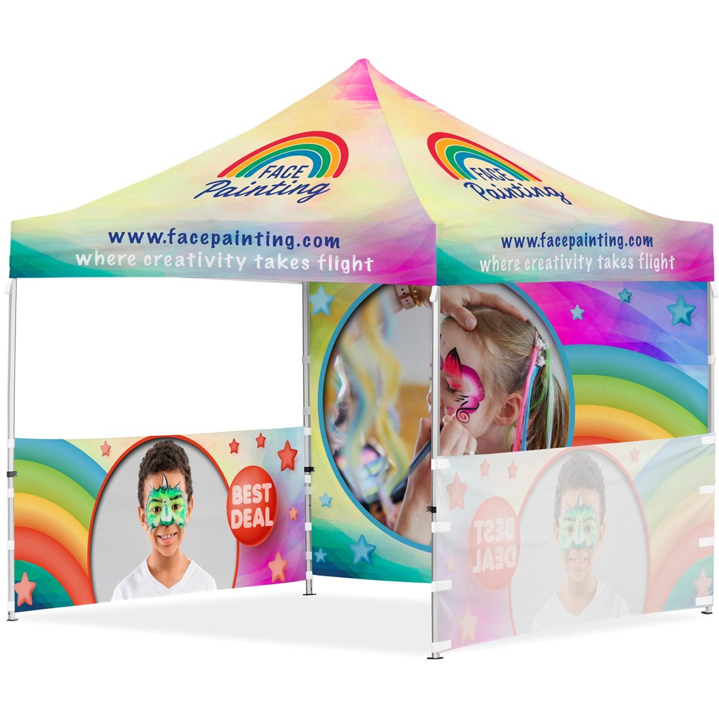 Coated Steel Sublimated Gazebo 3 x 3m �C 2 Half-Wall Skins �C 1 Full-Wall Skin