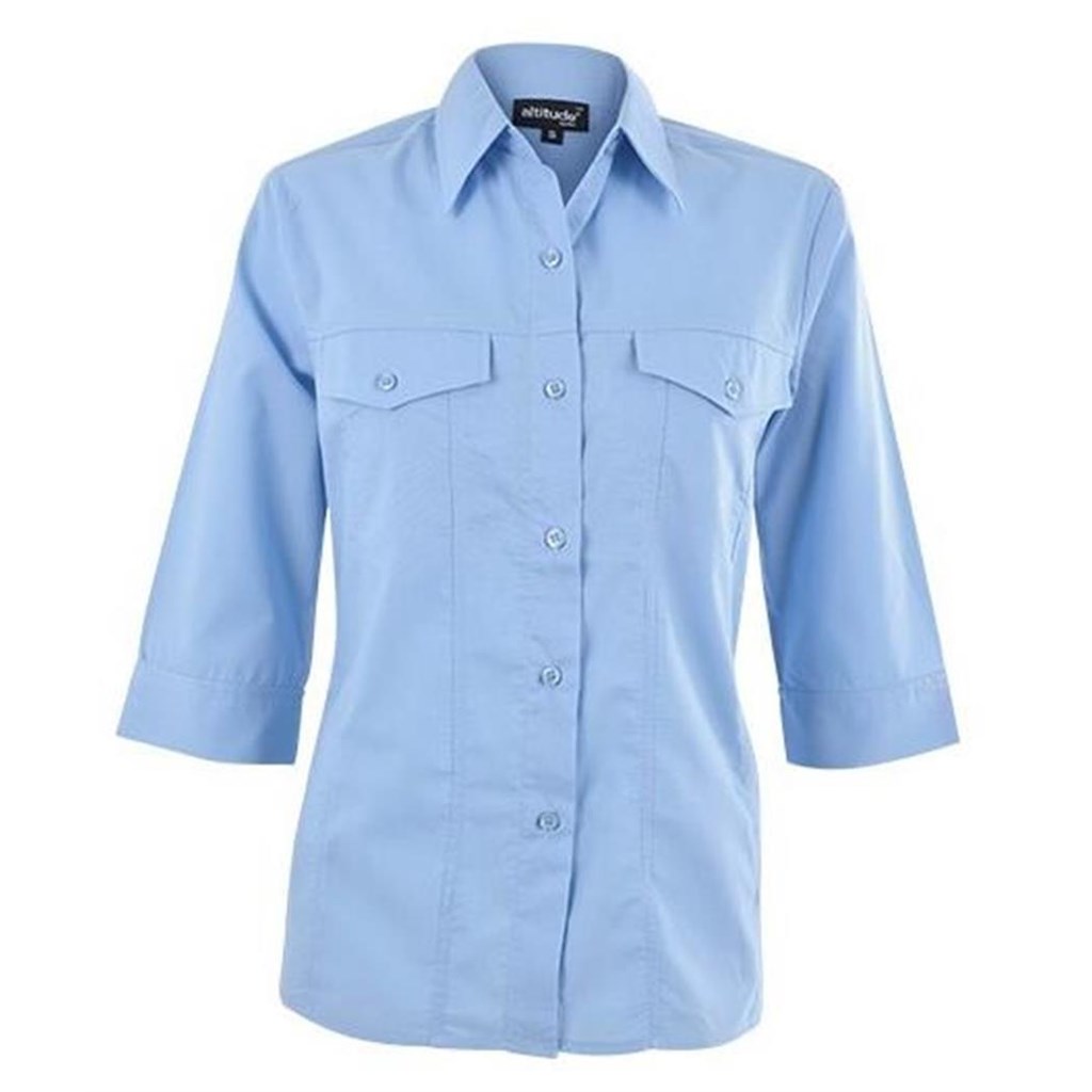 Ladies 3/4 Sleeve Sally Casual Shirt �C Sky Blue