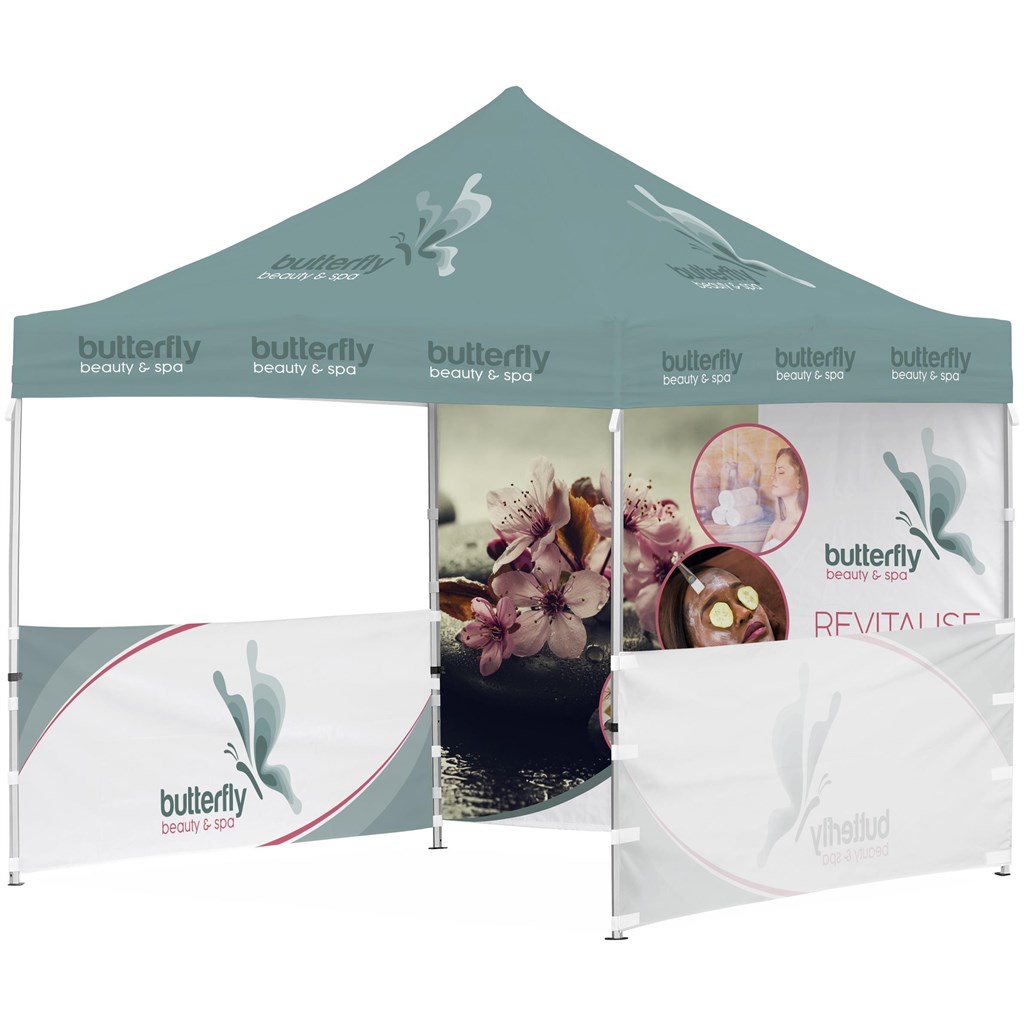 Ovation Sublimated Gazebo 3m X 3m �C 2 Half-Wall Skins �C 1 Full-Wall Skin