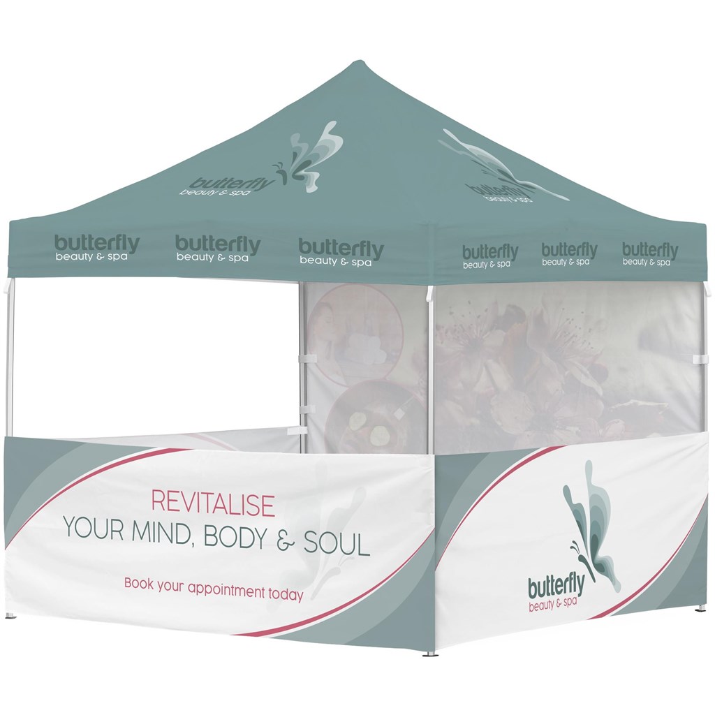 Ovation Sublimated Gazebo 3m X 3m �C 3 Half-Wall Skins �C 1 Full-Wall Skin