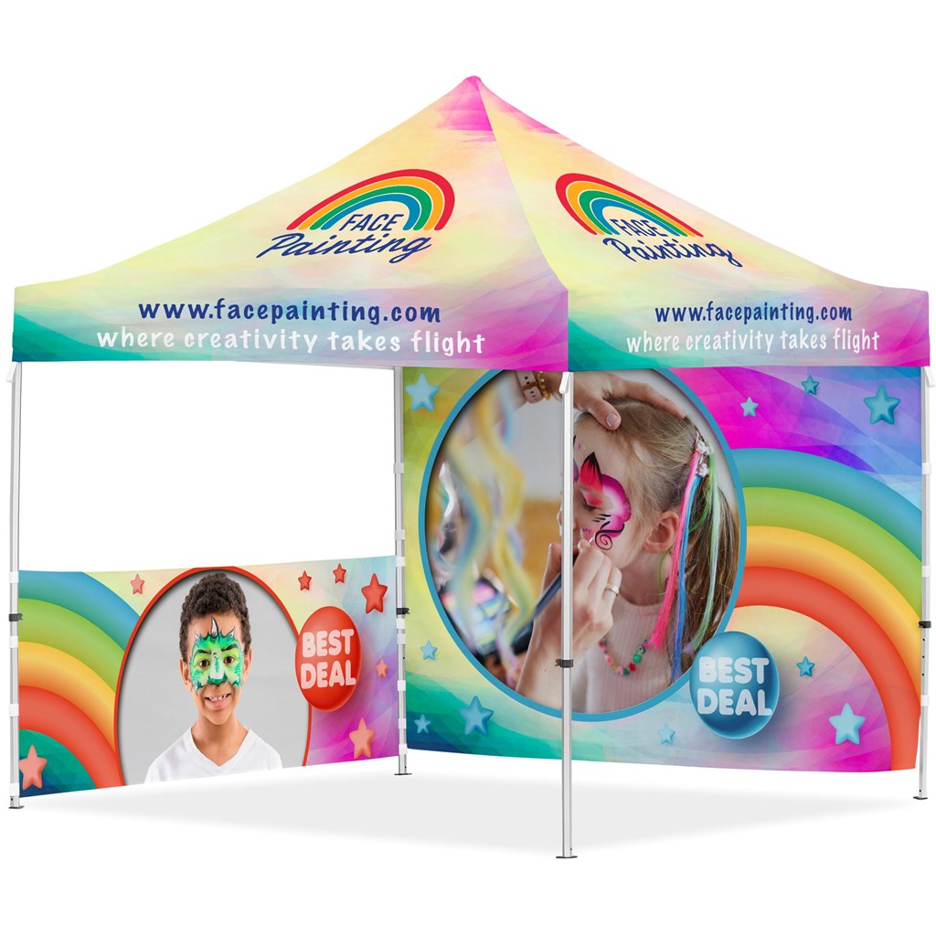 Coated Steel Sublimated Gazebo 3m x 3m �C 1 Half-Wall Skin �C 1 Full-Wall Skin