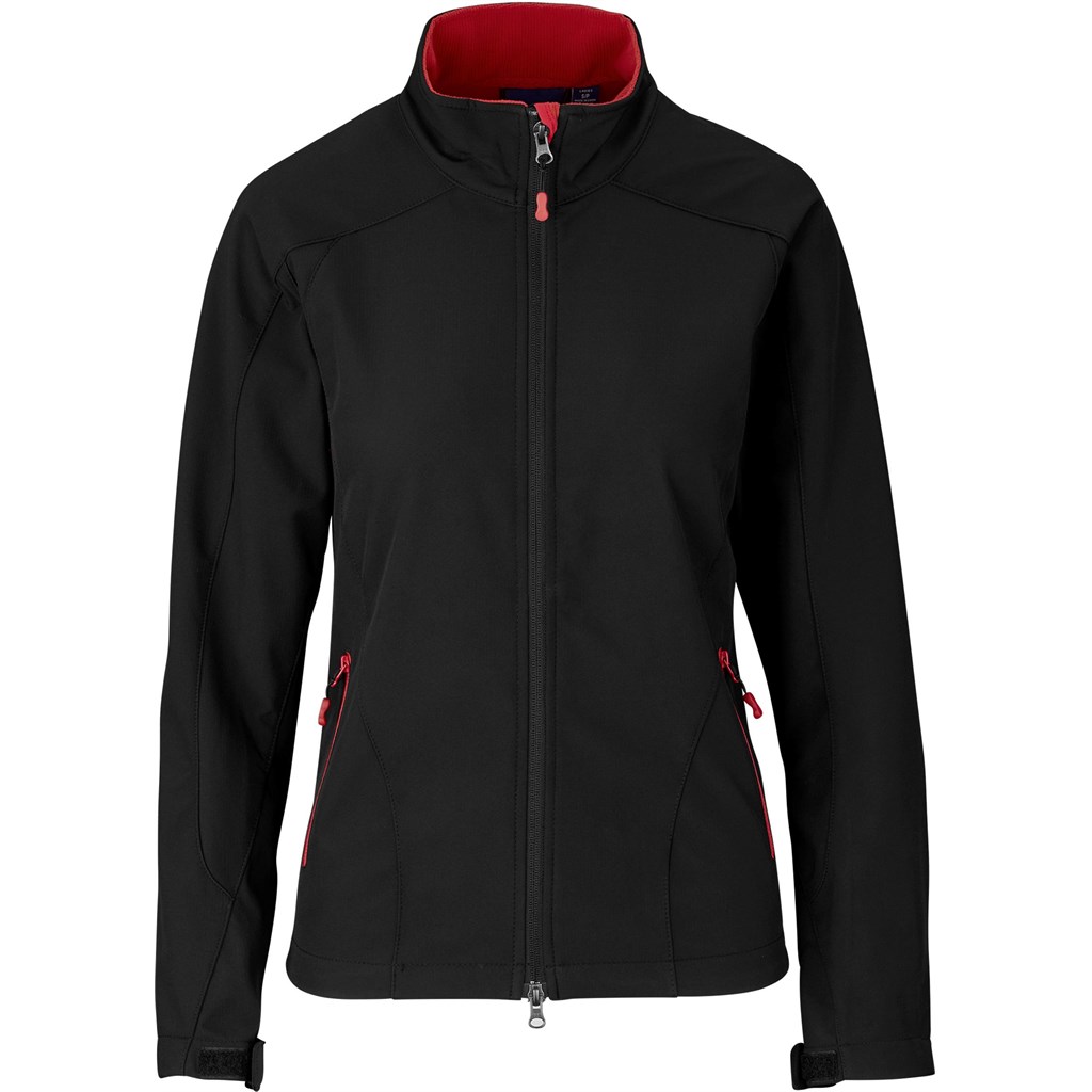 Ladies Geneva Softshell Jacket �C Black Red