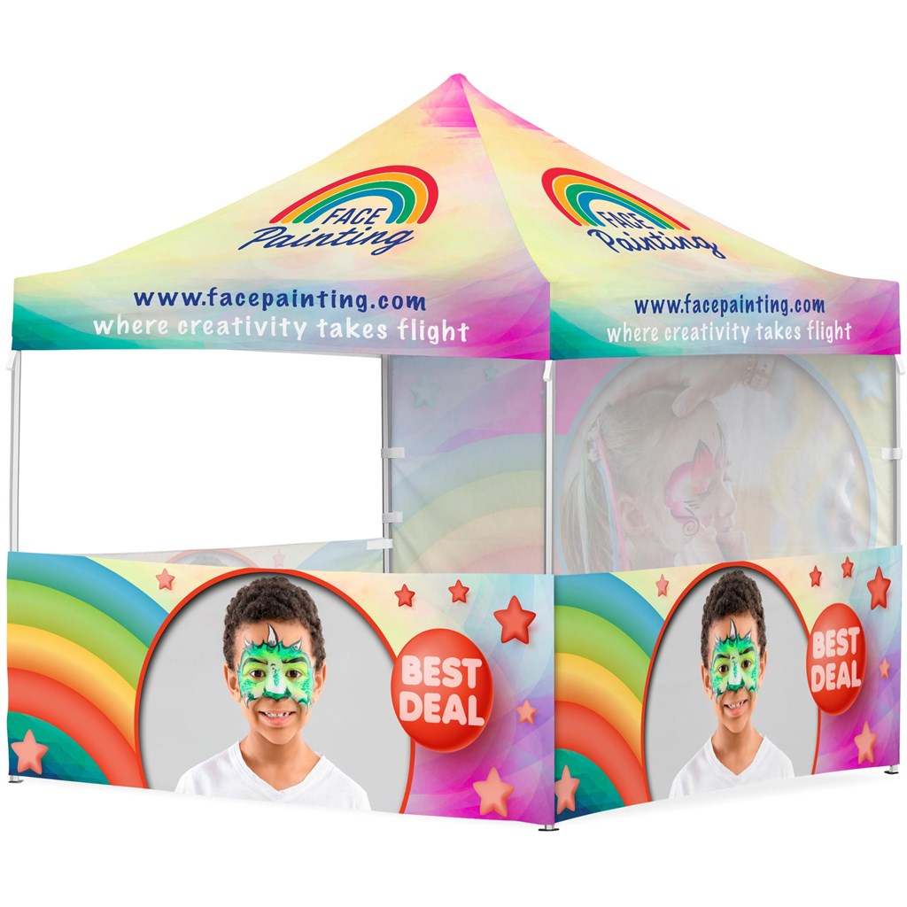 Coated Steel Sublimated Gazebo 3m x 3m �C 3 Half-Wall Skins -1 Full-Wall Skin