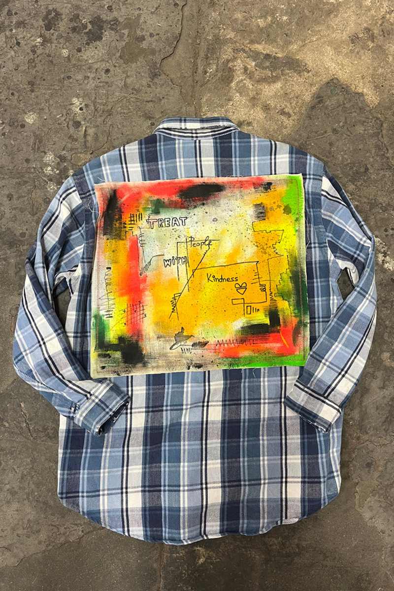 Artisan Hand-Painted Kindness Canvas Plaid Shirt