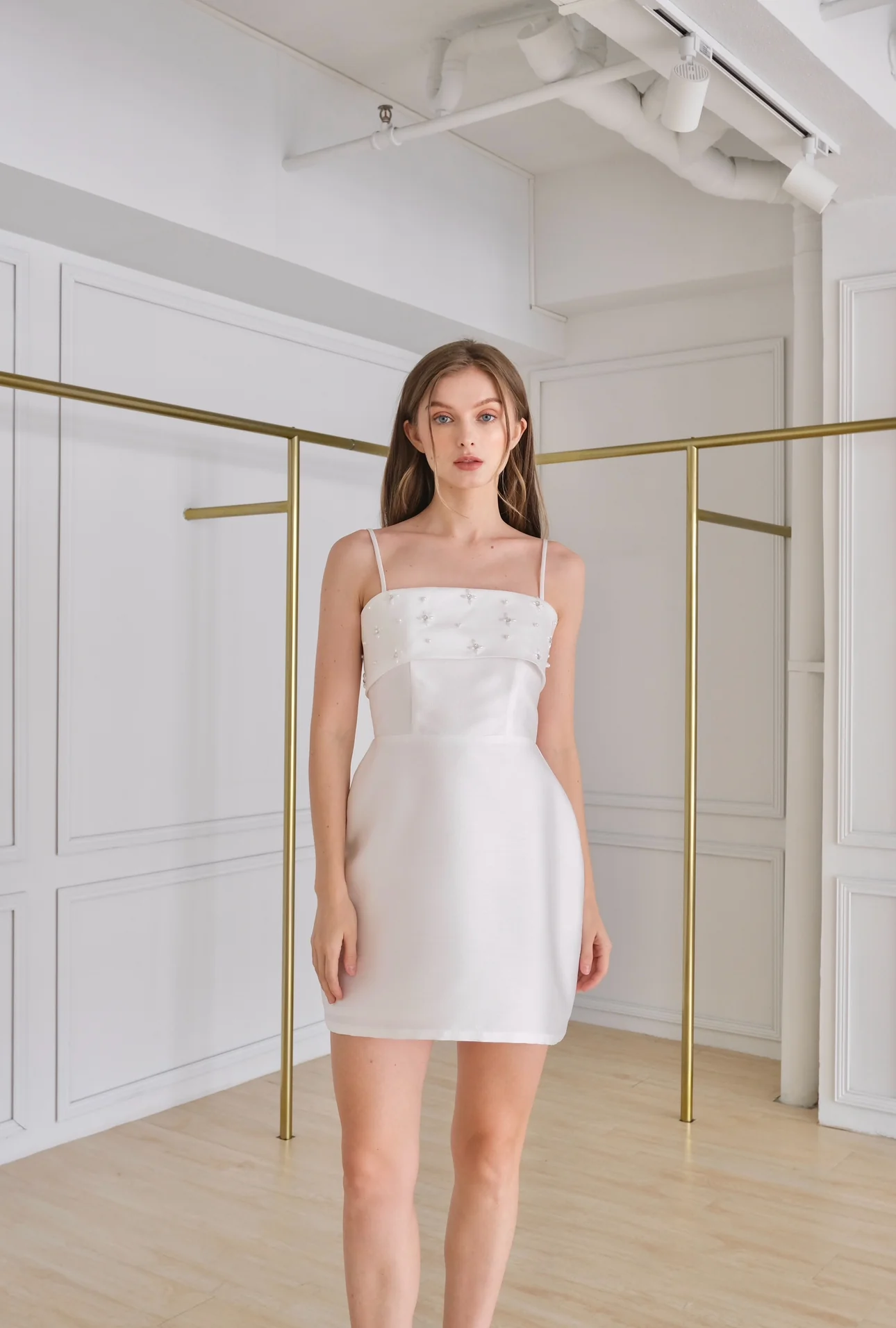 Rebecca dress (WHITE w/ BEADWORK)