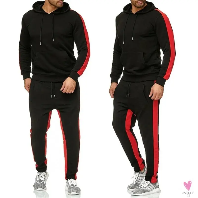 Men's 2 Piece Tracksuit - Color Block Sweatsuit with Stripes. Casual Long Sleeve Warm Winter Moisture Wicking Sportswear