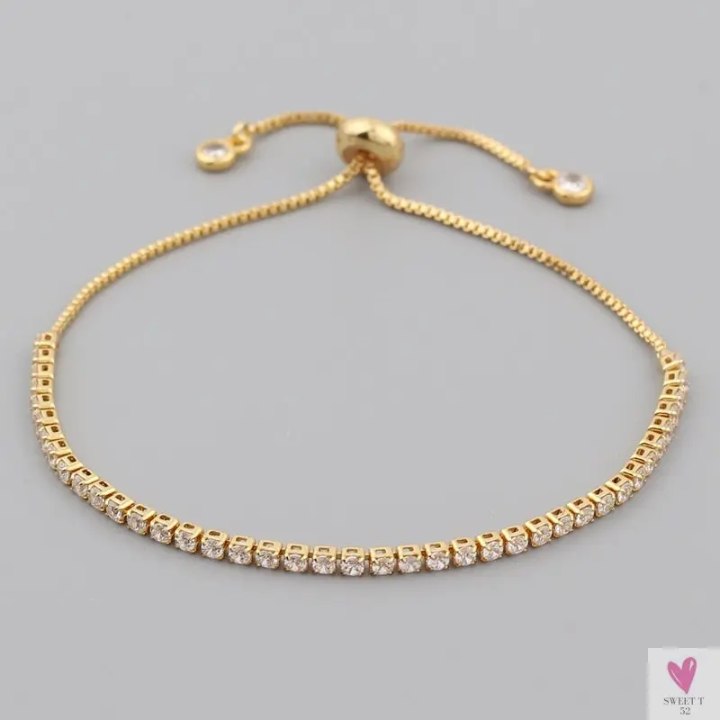 Gold Filled Baguette Cubic Zirconia Bracelet for Women and Girls - Rainbow Luxury jewelry - Tennis Style