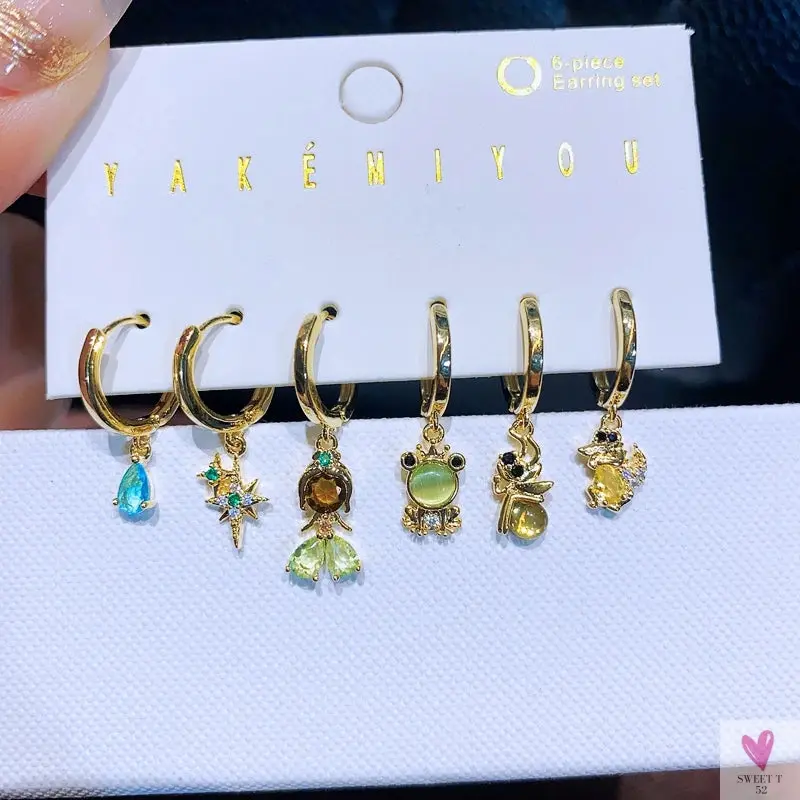 New Design Colorful Crystal Ocean/Animal/Mermaid Hoop Earrings Sets for Women & Girls