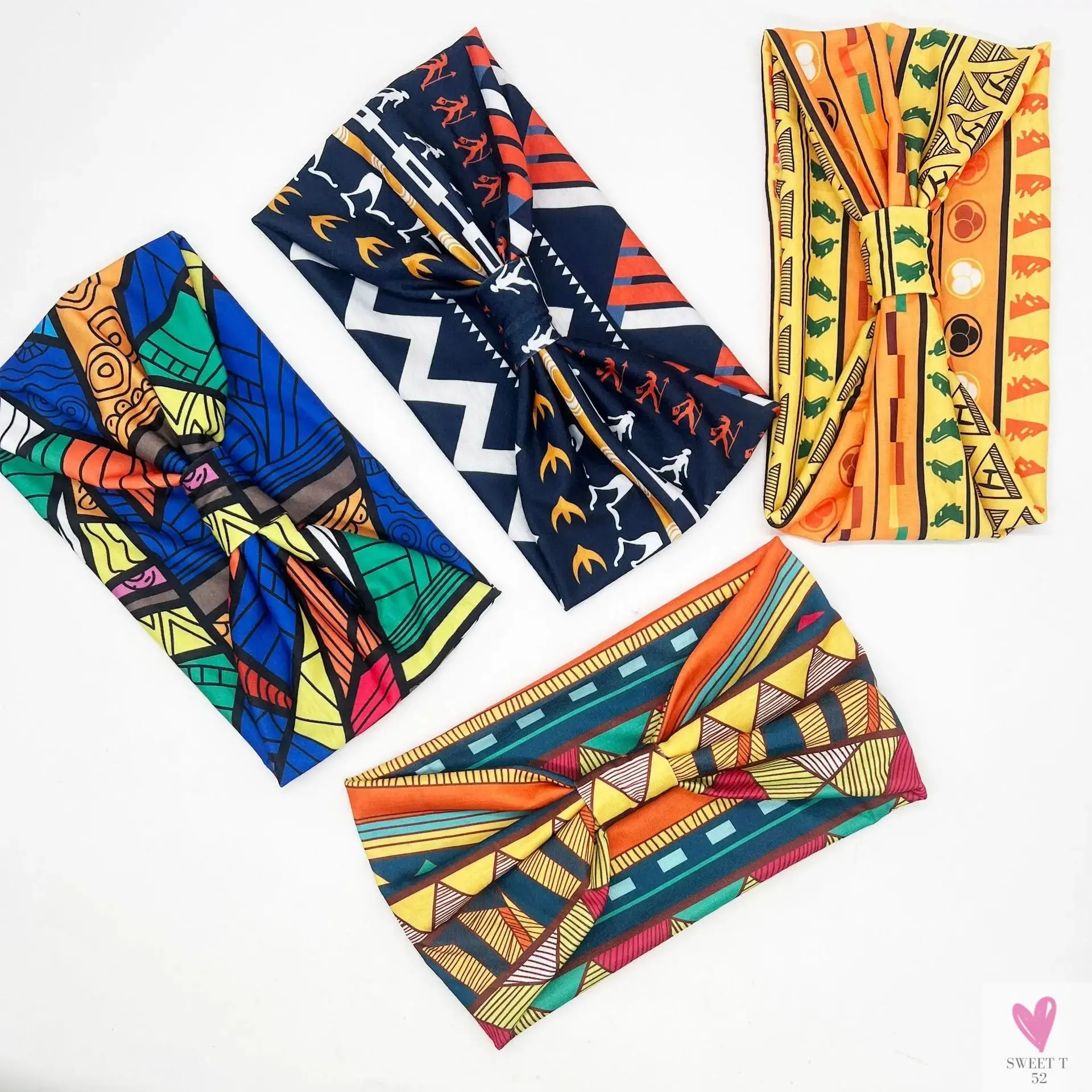 African and Bohemian Twisted Wide Cotton Stretch Headbands for Women & Girls - Headwrap/Turban Headwear, Bandana Headbands