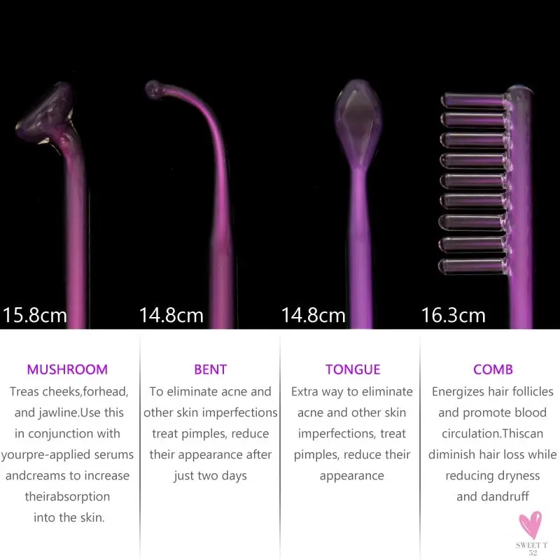 High Frequency Facial Machine, Remove Wrinkles, Acne Tool, Skin Beauty Spa, Electrotherapy Wand Glass  for Women