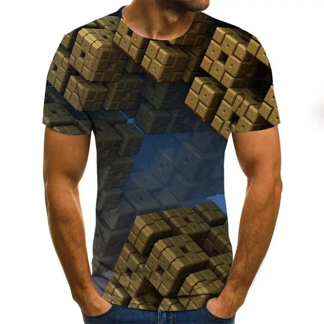 Three-Dimensional Intricate Vortex Tees for Men and Boys, O-Neck and Long Sleeves