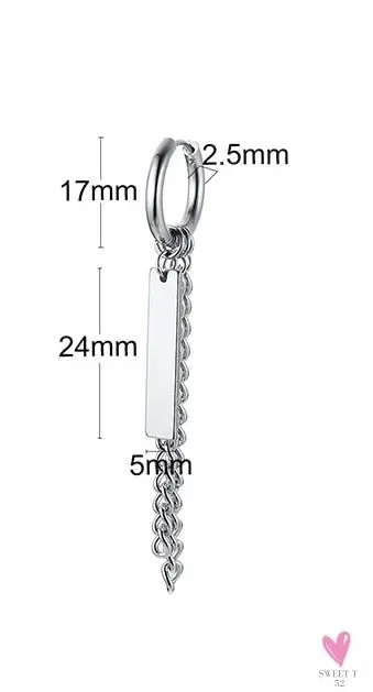 Cool Single Silver Stainless Steel Hoop Dagger Earring for Men & Boys