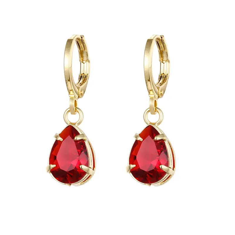 Gold Color Cute Water Drop Earrings For Women & Girls - Zircon Piercing Huggies/Hoop Dangle Earrings