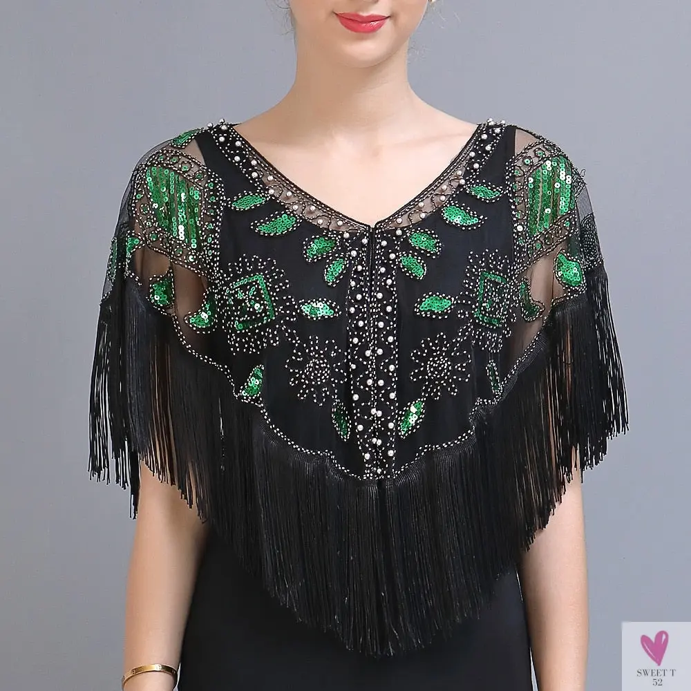 Women's 1920s Sequined Wrap, Great Gatsby Flapper Style Cover-Up