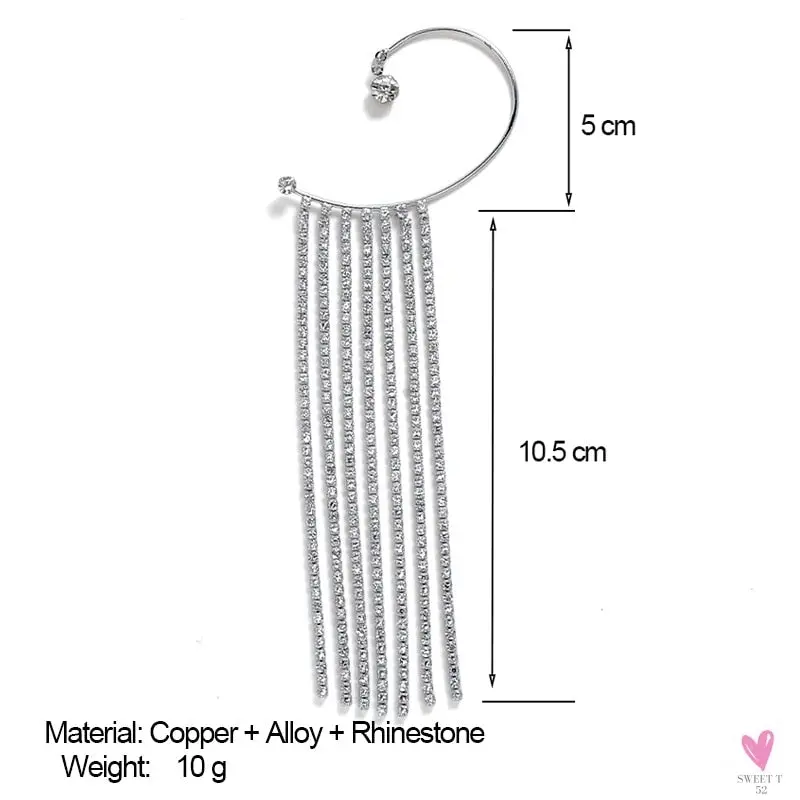 Crystal Butterfly Tassel Ear Cuff Earrings for Women and Girls in Gold and Silver