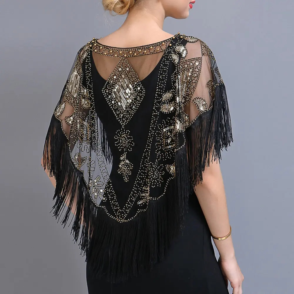 Women's 1920s Sequined Wrap, Great Gatsby Flapper Style Cover-Up