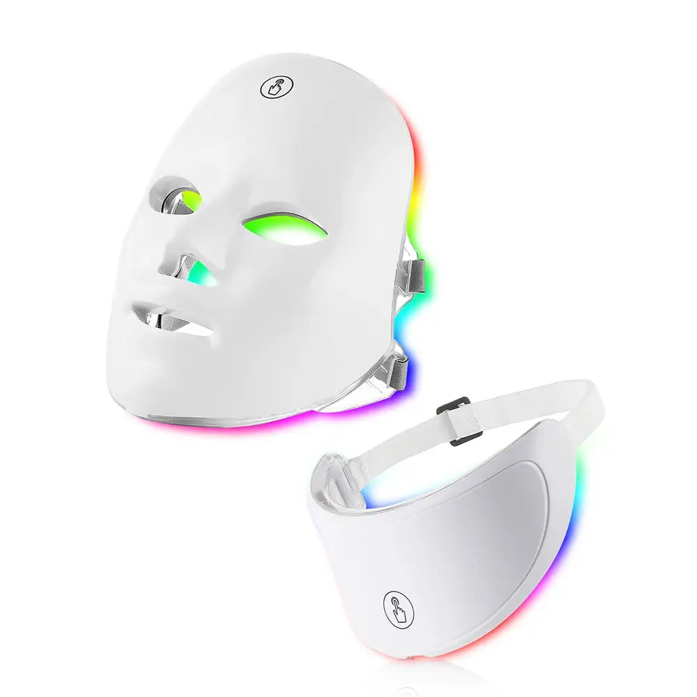 7 Color LED Facial Mask With Neck, Red Light Therapy Mask for Skin Tightening/Lifting/Anti-aging