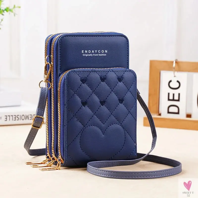 Large Capacity Multi-Functional Fashion, Simple Small Shoulder Bag - Three Layer Zip-up Mobile Phone Bag for Women