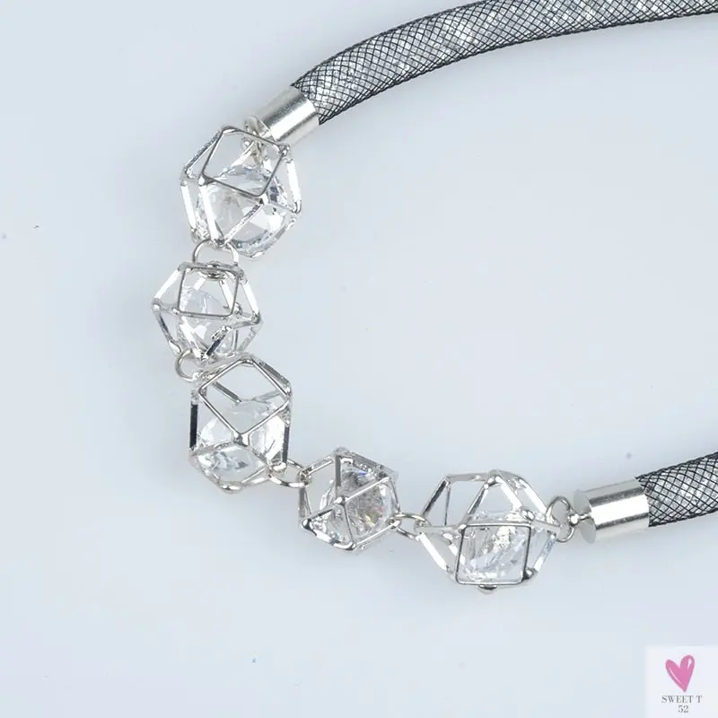 Crystal Mesh Pendant Necklace, Choker/Bib Style Necklace, For Women and Girls