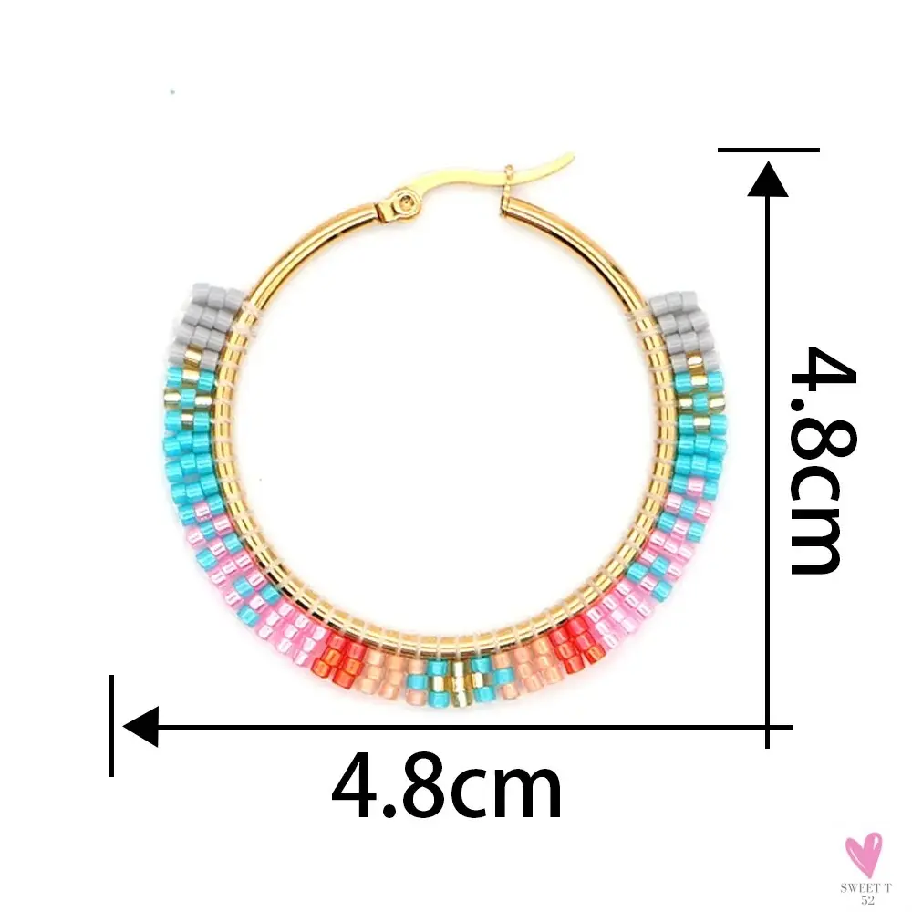 Hoop Earrings/Stainless Steel Earrings - Miyuki Beaded Earrings for Women & Girls,Trendy Bohemian Pendientes