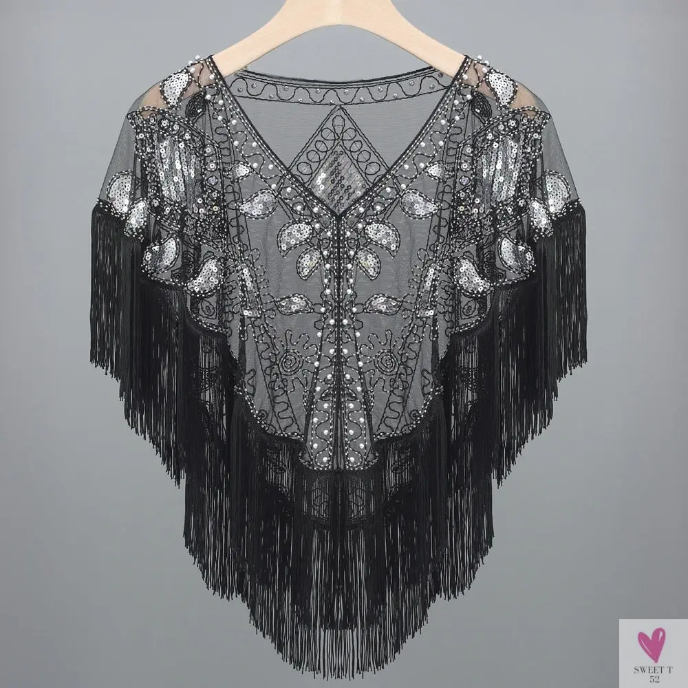 Women's 1920s Sequined Wrap, Great Gatsby Flapper Style Cover-Up