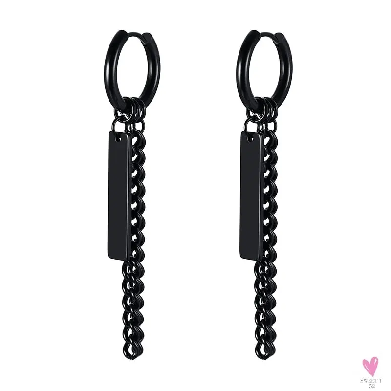 Cool Single Silver Stainless Steel Hoop Dagger Earring for Men & Boys