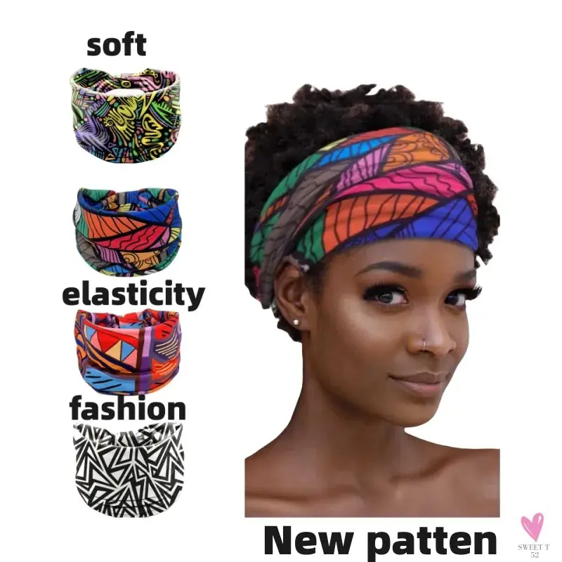 African and Bohemian Twisted Wide Cotton Stretch Headbands for Women & Girls - Headwrap/Turban Headwear, Bandana Headbands