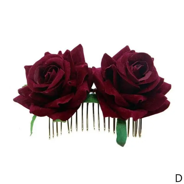 1 Pcs Silk Artificial Rose Flower Hair Comb - Wedding/Bridal, Women's Romantic Fancy Headwear