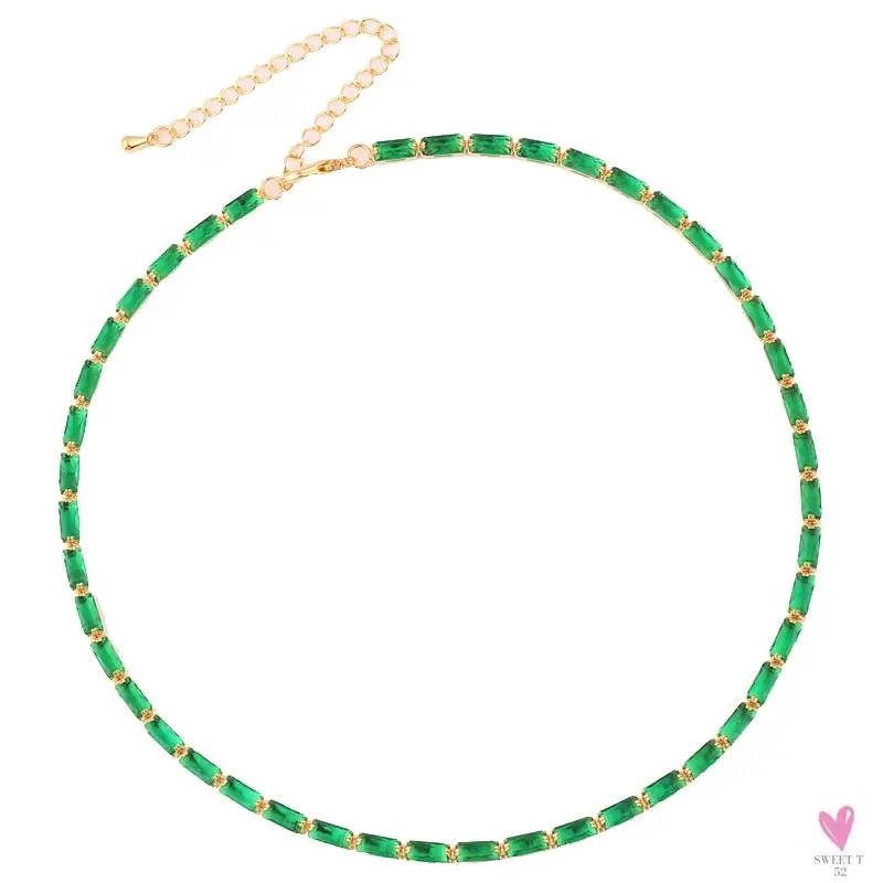 Rainbow Cubic Zirconia Waterdrop Choker Charm Necklaces - Charming Woman's Wedding, Party, Birthday Choker Jewelry or Gift