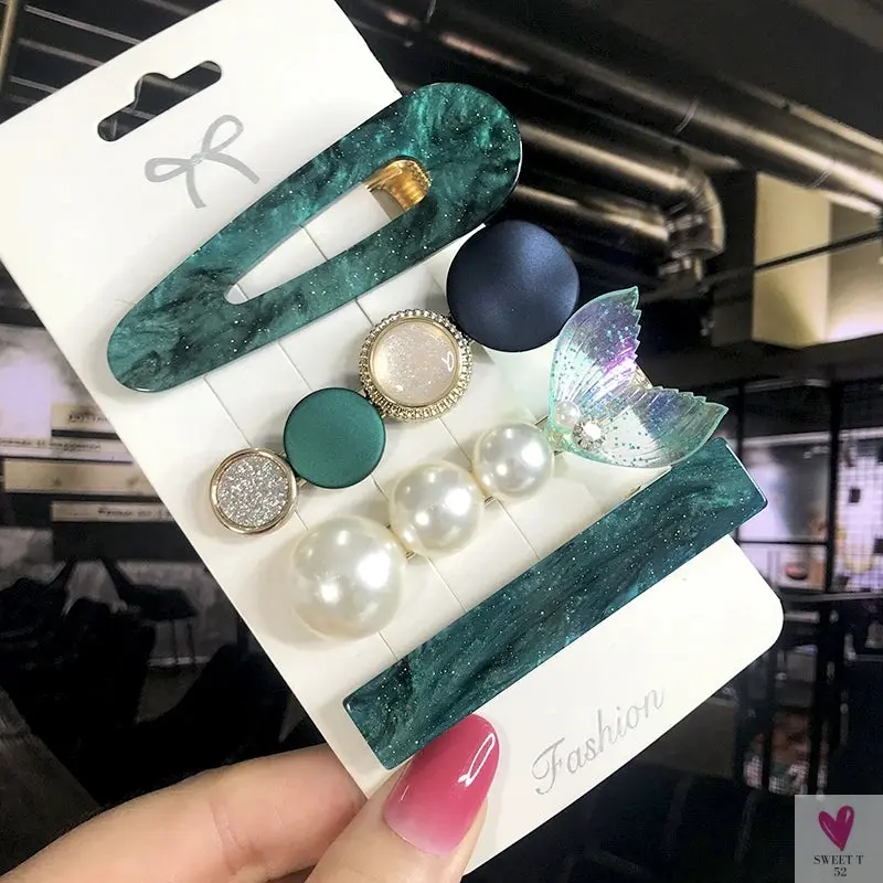 3/4pcs Set Pearl Hair Clips For Women & Girls - Geometric Crystal Hair Barrettes/Clips