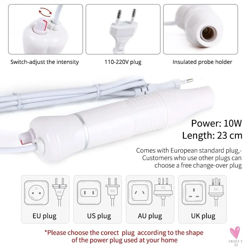 High Frequency Facial Machine, Remove Wrinkles, Acne Tool, Skin Beauty Spa, Electrotherapy Wand Glass  for Women