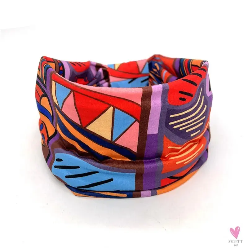 African and Bohemian Twisted Wide Cotton Stretch Headbands for Women & Girls - Headwrap/Turban Headwear, Bandana Headbands